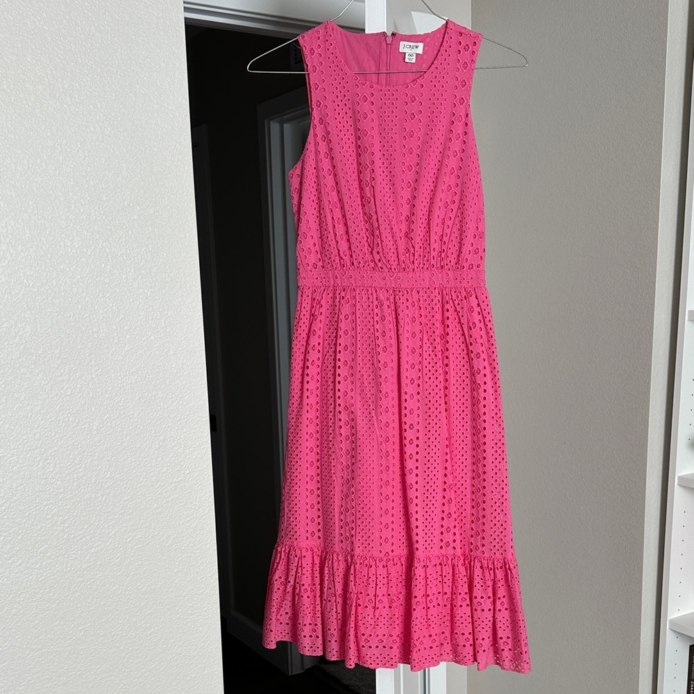 J. Crew Pink Eyelet Midi Dress NWT